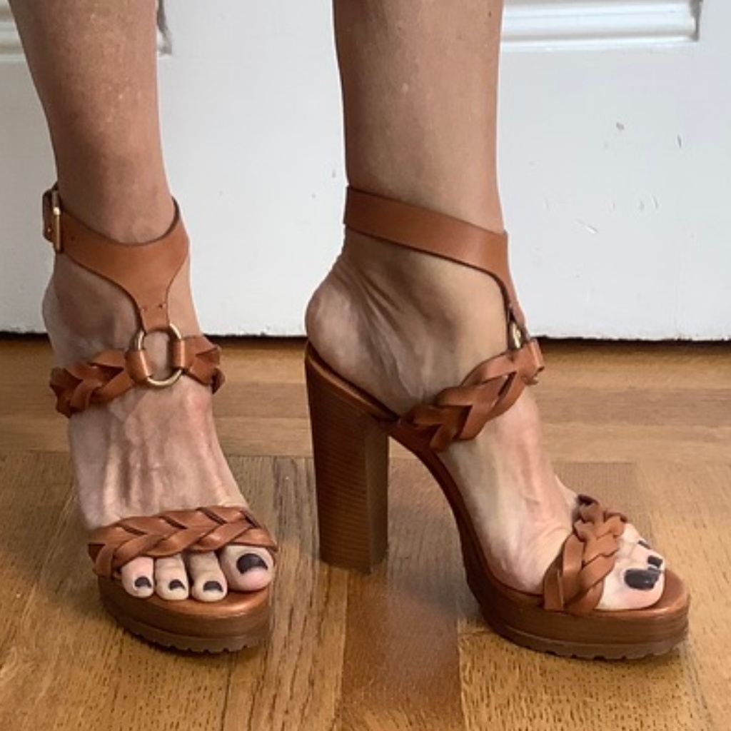 Ralph Lauren Collection Braided Leather Heels